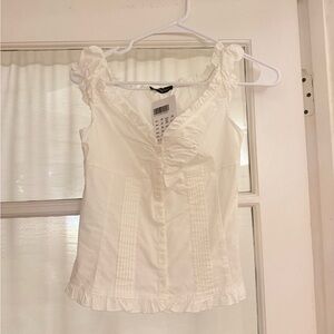 Brandy Melville White Ruffle Blouse